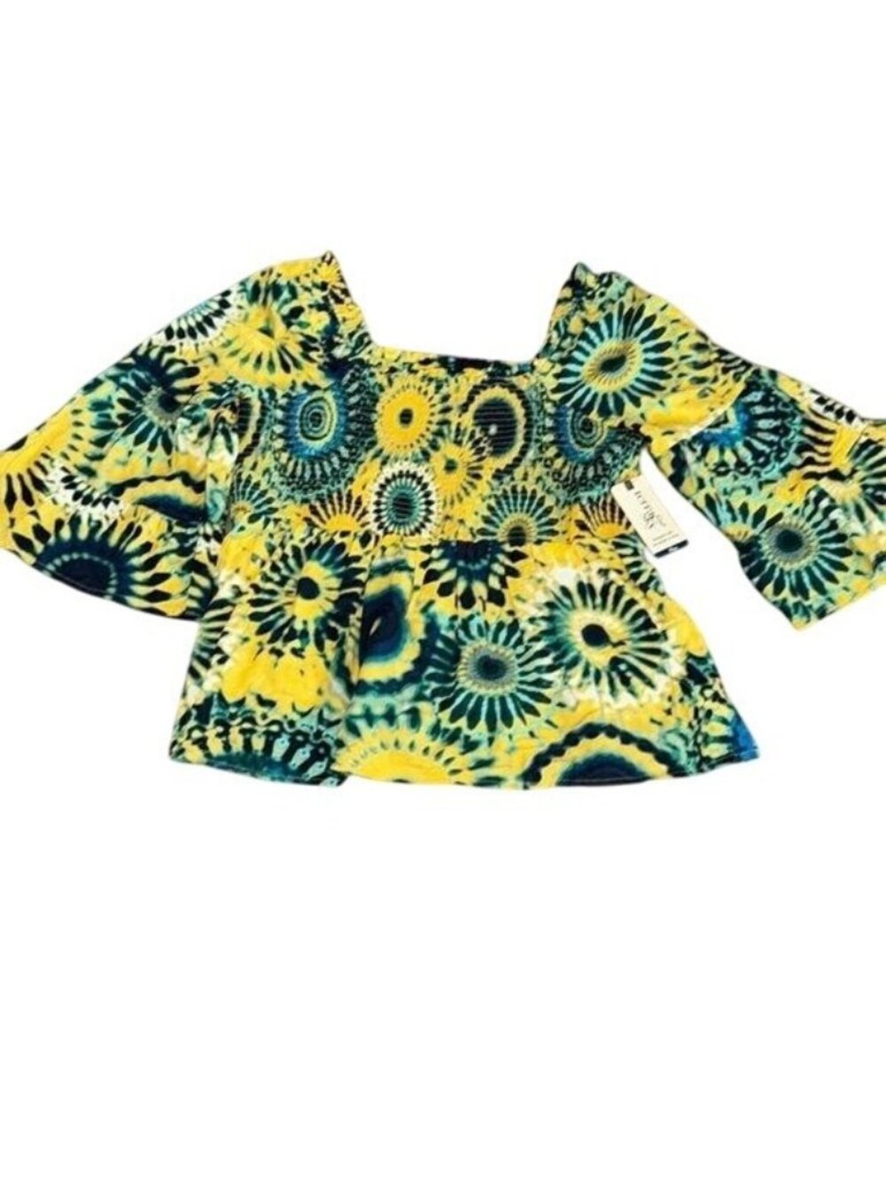 Terra & Sky Womens Boho Tie-Dye Smock Top 1X